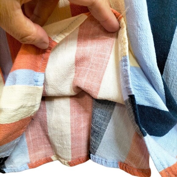 1080)LuLaRoe Blue Peach Striped Tie Waist Skirt Size XL - Picture 4 of 8